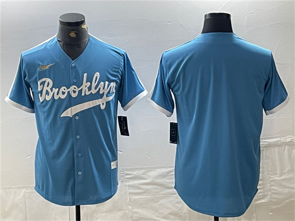 Los Angeles Dodgers Blank Light Blue Throwback Cool Base Stitched Jersey - Click Image to Close